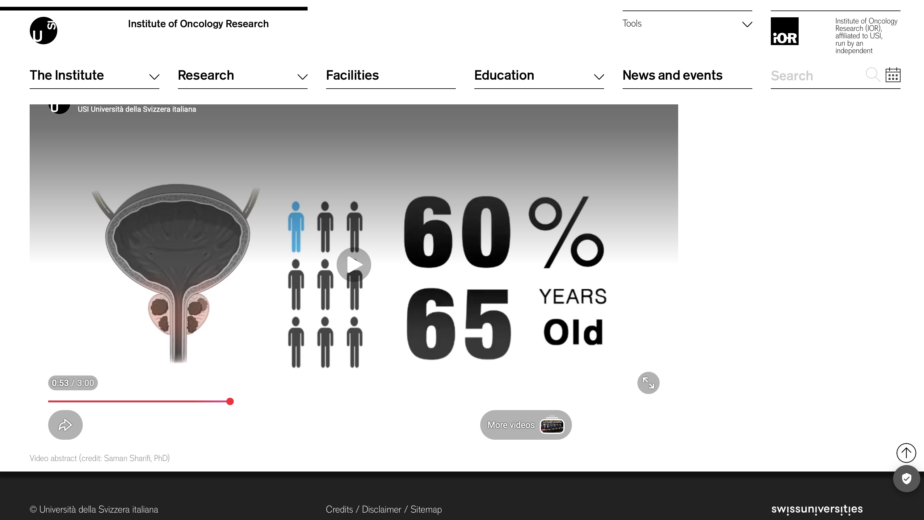 Still preview of the Institute of Oncology Research gut-prostate axis research video