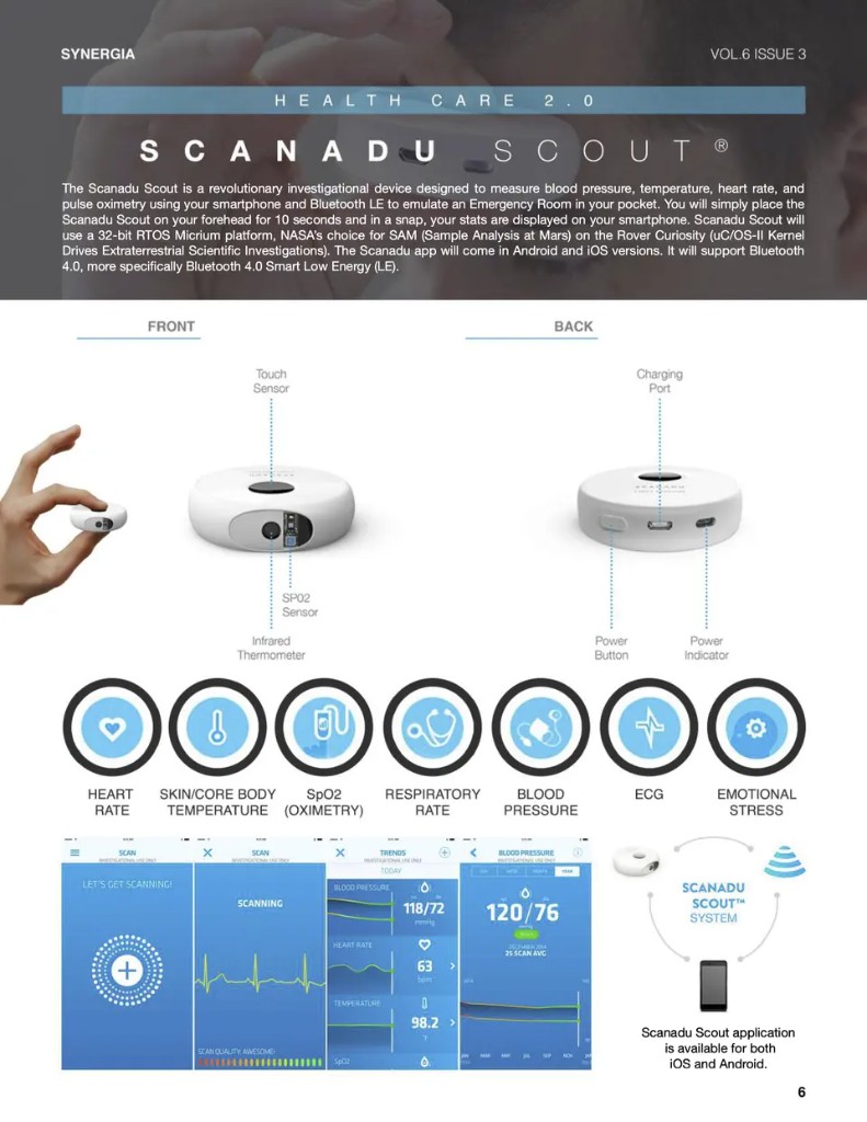 Synergia newsletter page: Health Care 2.0 Scanadu Scout